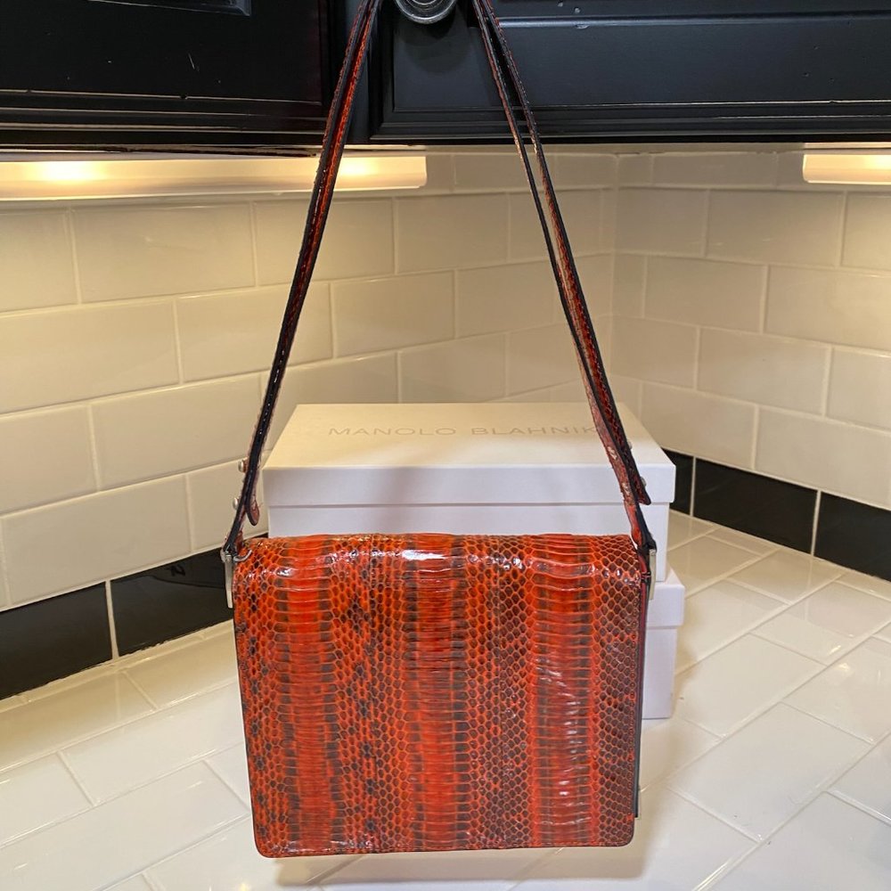 Loeffler Randall Orange Python Crossbody Handbag - image 2